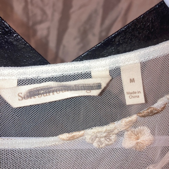 Soft Surroundings- Size L- Crème mesh blouse with embroidery- - Picture 2 of 5